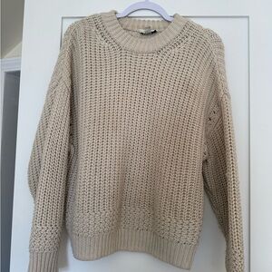 Topshop Cream Waffle Knit Crewneck Sweater